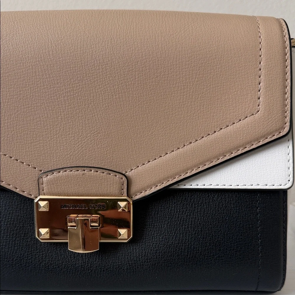 Michael Kors Black, White, and Tan Crossbody Bag - Picture 2 of 7